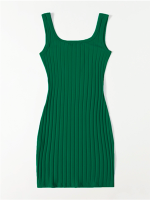 Dark Green Scoop Neck Rib-knit Bodycon Pencil Casual Summer Dress Sz XS S M  L XL | eBay
