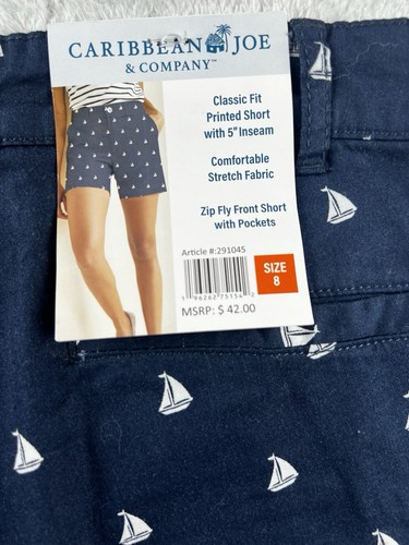 Caribbean Joe & Co Classic Fit Printed Shorts 5" Inseam Women's Size 8 - Picture 4 of 7