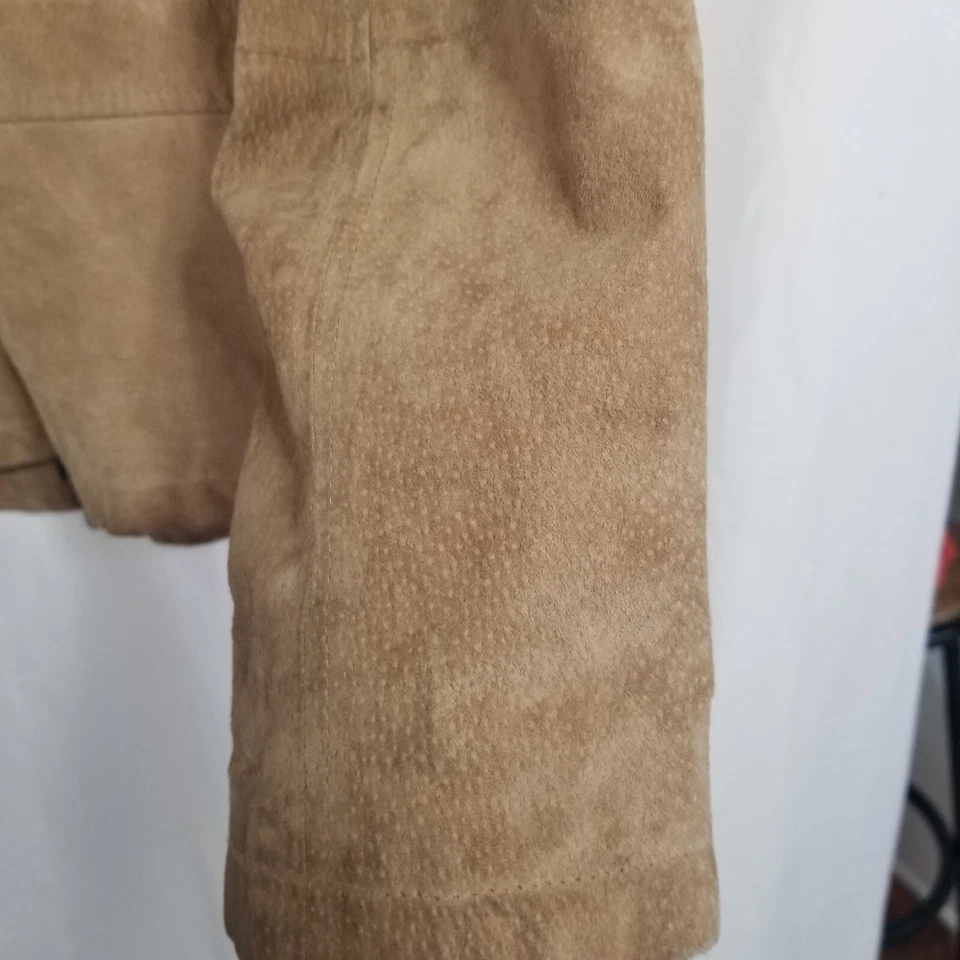 Chaqueta de abrigo de gamuza tostada talla mediana con volantes talla mediana Foto 4 de 4