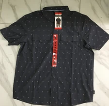 Voyager Men's Short Sleeve Shirt, Button down, Pockets, Size Medium, Gray, New