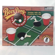 Beer Pong Adult Drinking Game iPartyHard ICUP 2 Player 2' Table Net Paddles Ball