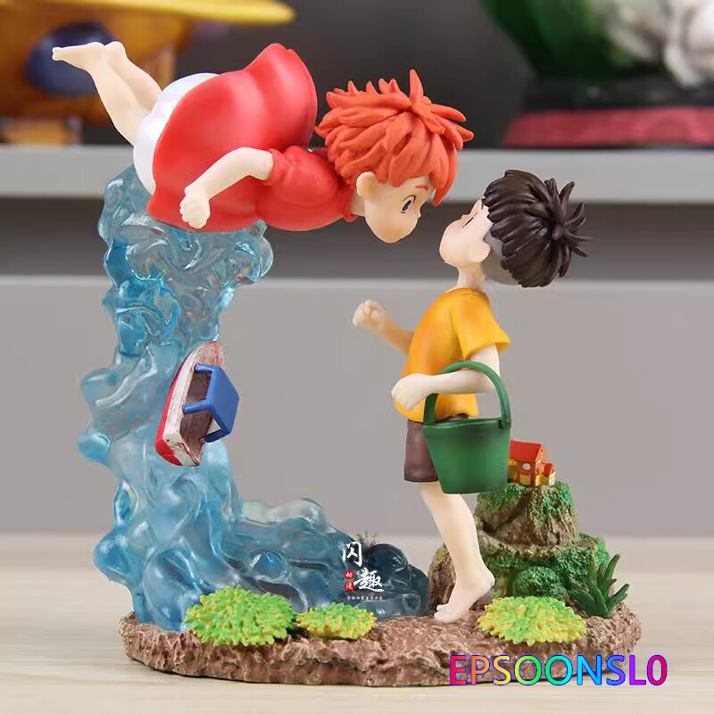 Ponyo on the Cliff Figure Toy Ponyo & Sosuke Scene Model PVC