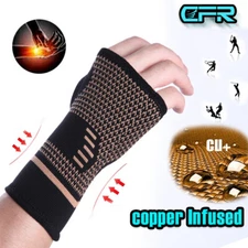 Copper Elastic Wrist Support Hand Palm Brace Compression Glove Sleeves Arthritis