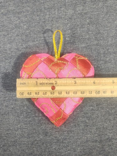 Herzornament rosa/rot Stoff gepolstert hängendes Dekor Weihnachten Liebe Geschenk 4 - Bild 3 von 4