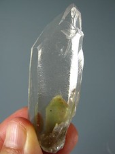 LIGHT GREEN AND WHITE CHLORITE PHANTOM  QUARTZ CRYSTAL UNPOLISHED POINT LY 461
