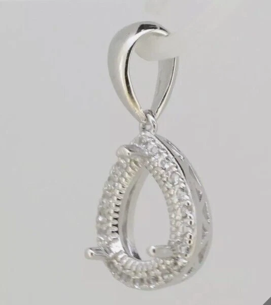 ciondolo in argento 925 sterling semi-montaggio per pietra ovale 8x6 mm regalo - Immagine 2 di 4