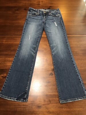 American Eagle Distressed Blue Jeans,  Women s Size 2R, Stretch, Straight Leg.