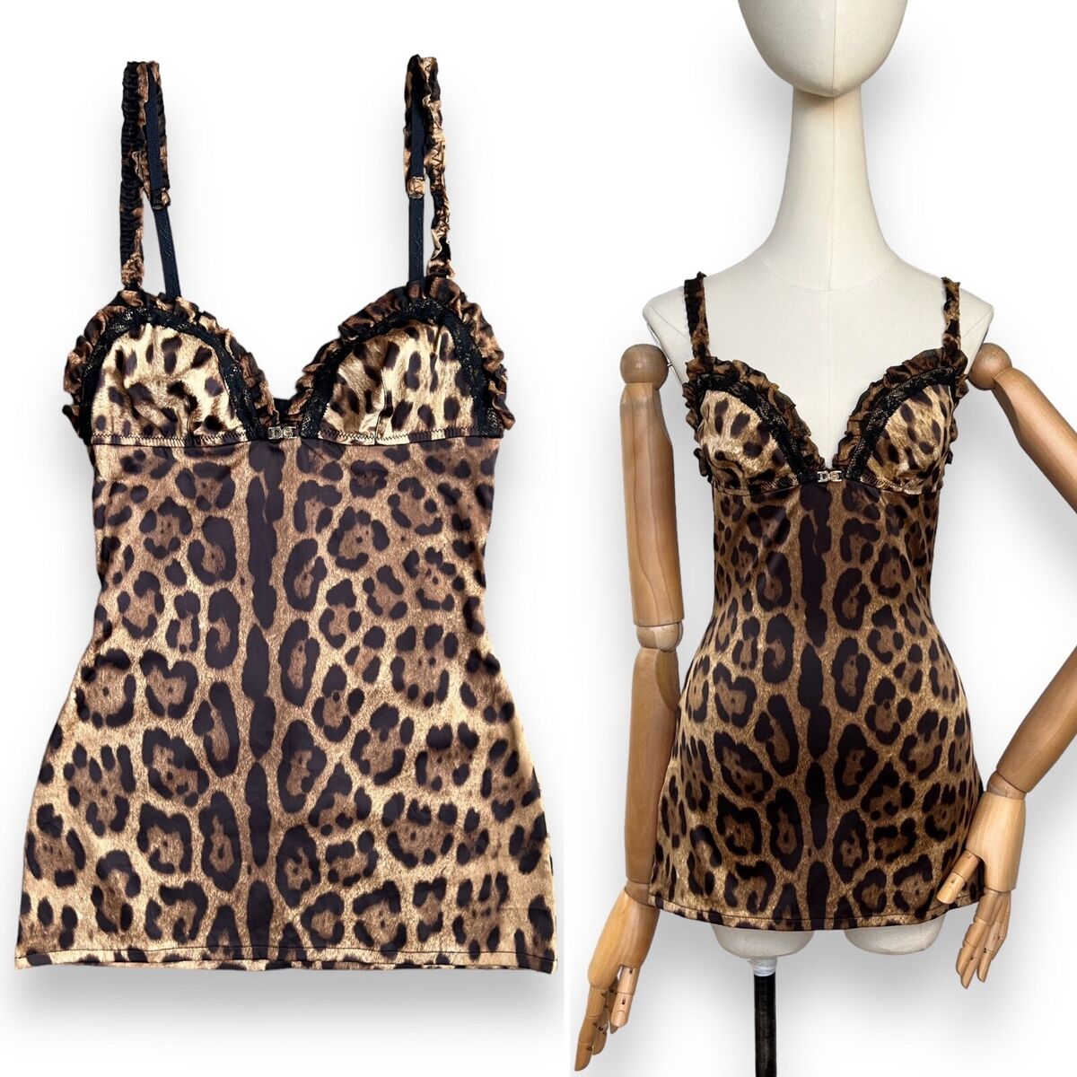 DOLCE & GABBANA Leopard Print Camisole Tank Top DG Logo Size DOLCE & GABBANA Leopard Print Camisole Tank Top DG Logo Size