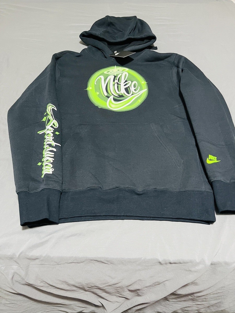 Vintage Nike Mens Black Mini Swoosh Sportswear Spell Out Logo