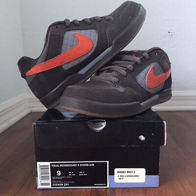 Nike SB Paul Rodriguez 2 Size 9 Dark Mocha Orange Prod Air Dunk Skateboard 1