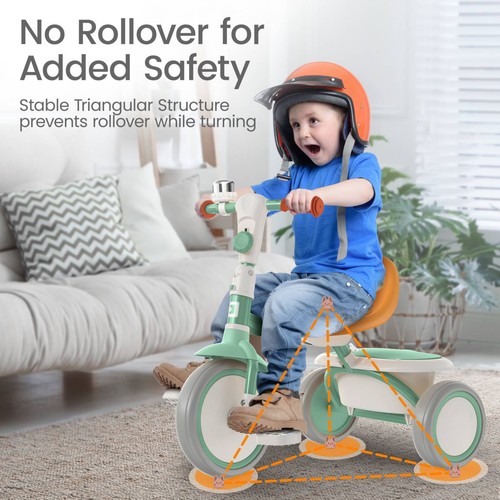 Besrey Toddler Tricycle with Bell,Kids Trikes Age 18 Months to 5 Years,Green - Picture 10 of 12
