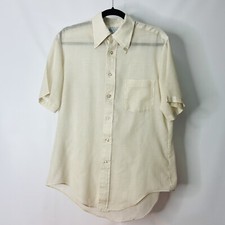 Vintage K Mart Dress Shirt Men's 15.5 Medium Cream Striped Collar 70s
