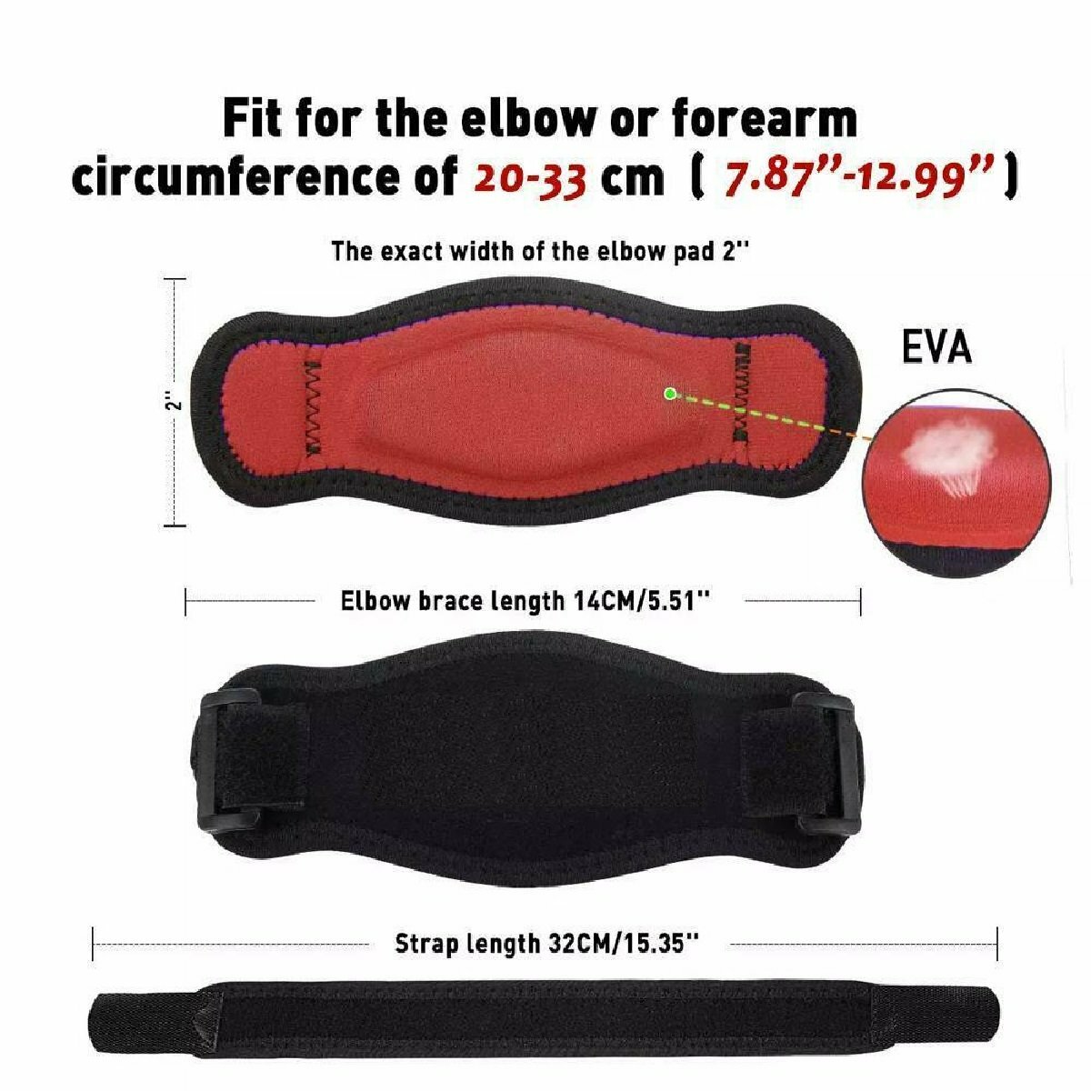 Tennis Elbow Brace Support Arthritis Tendonitis Golfer Arm Joint Pain