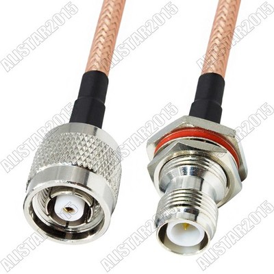 RP-TNC Male to RP-TNC Female Bulkhead Lot Pigtail RG400 Double Shield Coax Cable