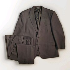 Evan Picone Men's 2-Piece Suit 46R Wool Charcoal Stripe | Pleated Torusers