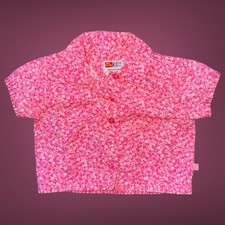 Vintage McKids McDonald's Girls Pink Floral Short Sleeve Button-Up Shirt 2T