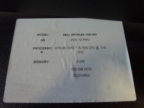 Dell OptiPlex 7450 AiO 23.8'' Core i5-7500 3.40GHz 8GB 500GB HDD W10 (O425) - Bild 4 von 11