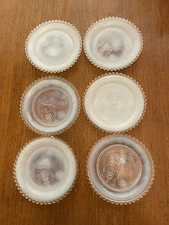 Pairpoint Glass Cup Plates- The Greatest Show On Earth- Opalescent- Set Of 6