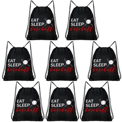 Shappy 8 Pcs Baseball Drawstring Bags Set Party One Size, Black