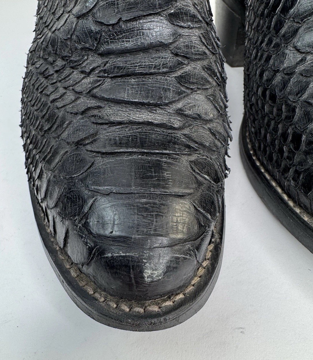 Python Cowboy Boots Black Men Pointed Toe Exotic … - image 12