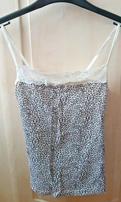 M&S brown mix animal print strappy vest with lace trim-size 10,see Description - Image 1 of 4
