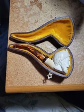 VINTAGE CAO Hand Carved Sultan Block Meerschaum Pipe Bearded Arab Hajib TURKISH