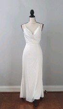 Bridal Satin Gown Cowl Neckline Wedding Gown Sleek Minimal Dress Sz 8