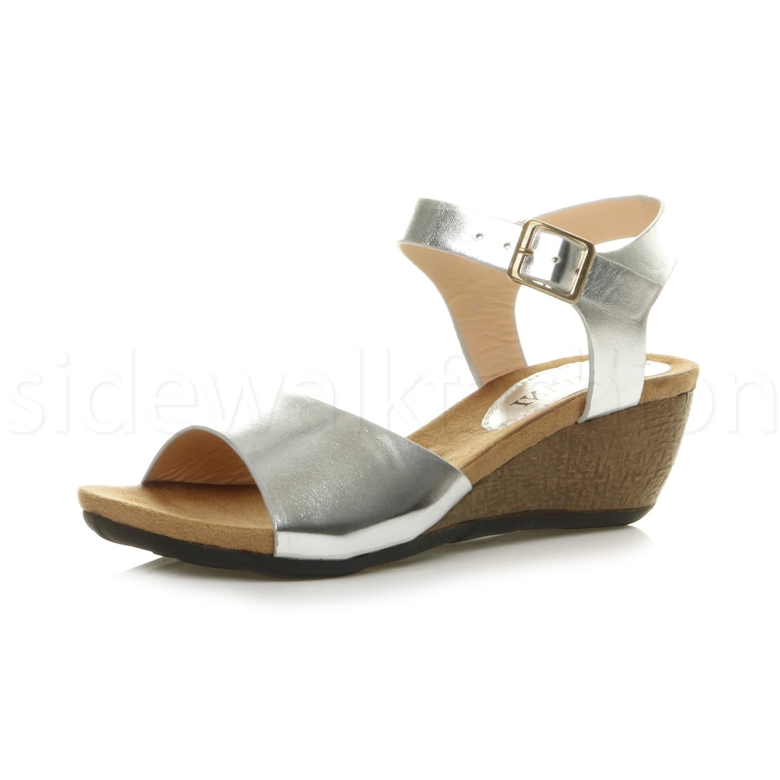 Womens ladies platform mid heel wedge peep toe shoes sandals size 5 38