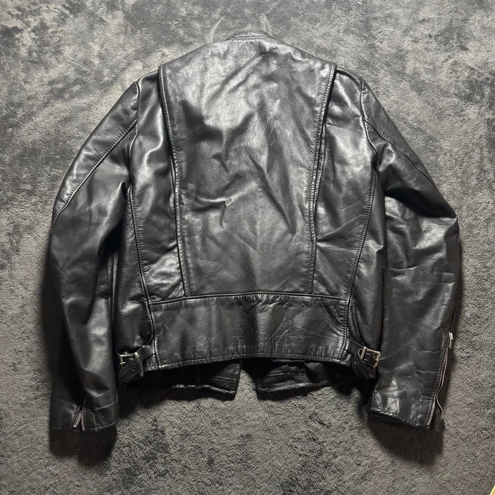 70s Vintage Brooks Leather Biker Jacket Mens M Black Motorcycle USA - product detail image 3