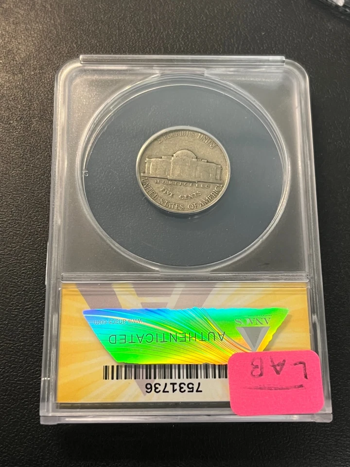 RDA JEFFERSON NÍQUEL ANACS 1939 VF-20 - DOBLE MATRIZ REV FS-801 - CERTIFICADO - 5C Foto 2 de 2