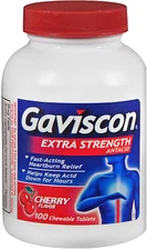 Gaviscon EXTRA Strength CHERRY Chewable Antacid Tablets 100ct __