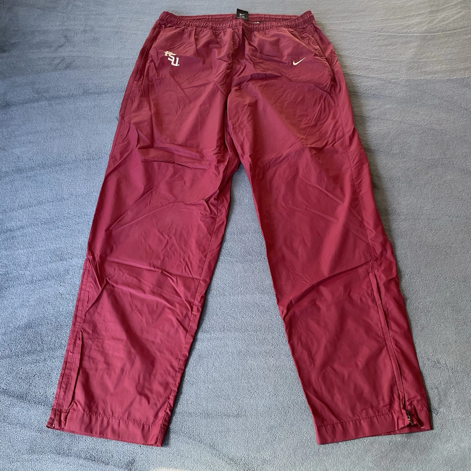 Nike FSU Vintage Men’s Red Ankle Zip Nylon Windbreaker Pants Large