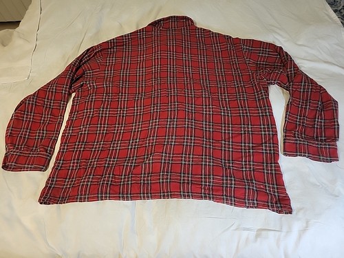 LL Bean Mens Pajamas Set Sz XXL red black plaid Flannel Tartan Button top pant - Picture 8 of 20