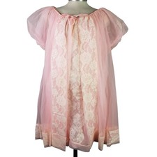 Penny's Gaymode Vtg Light Pink Sheer Midi Nightgown Robe Peignoir Set Large New