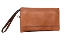 $98 Banana Republic Parkside Wallet Cognac Leather Clutch Bag Gold Hardware EUC