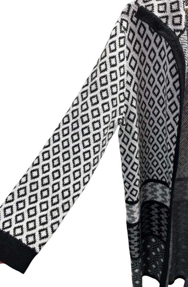 Suéter cárdigan geométrico blanco negro talla XL Spense Duster para mujer Foto 3 de 4
