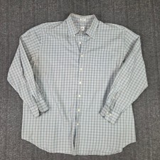 Peter Millar Shirt Mens XXL 2XL Plaid Button Down Blue Brown Long Sleeve