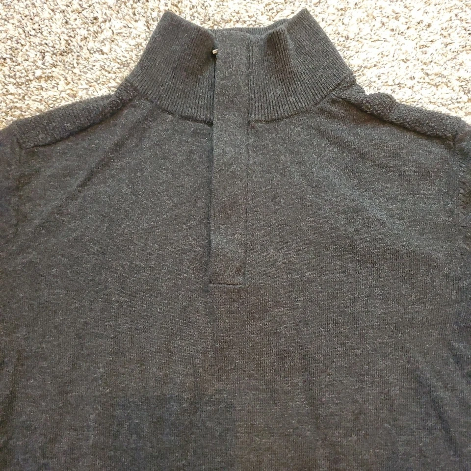 Suéter Pullover Hugo Boss 50/50 Mezcla Lana 1/4 Cremallera Gris Oscuro Para Hombre Pequeño Foto 2 de 4
