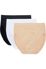 Breezies 3-pack Set Seamless Pointelle Hi-Cut Panties Basic