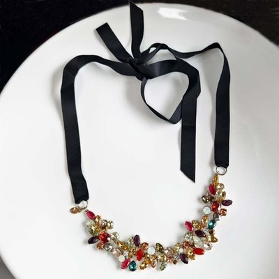 New Loft Glass Tie Collar Statement Necklace Choker Women Party Vacation Jewelry