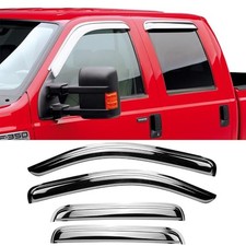 Chrome Side Window Visors Vent Deflector For 2001-2003 Ford F150 Supercrew Ca... Chrome Side Window Visors Vent Deflector For 2001-2003 Ford F150 Supercrew Ca...