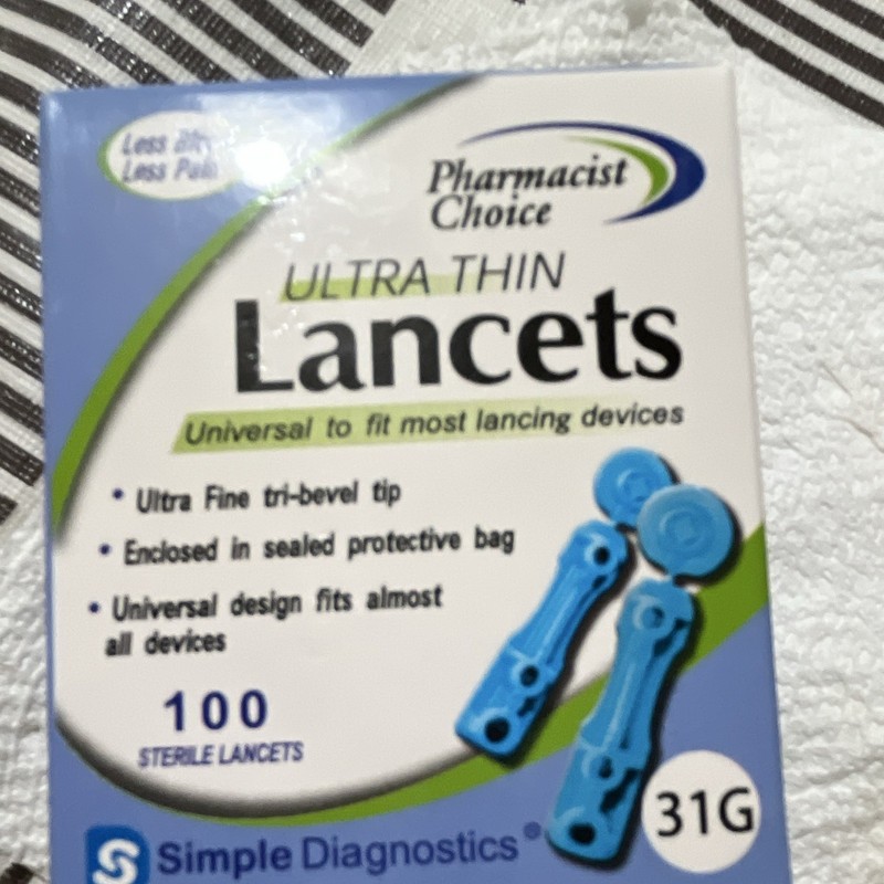 Pharmacist Choice Ultra Thin 31G Sterile Lancets, Blue, 100 Count