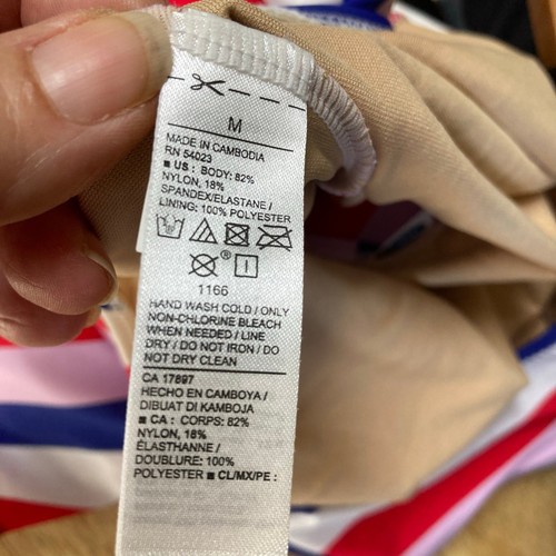 Old Navy One Piece Open Back Striped Patriotic Swimsuit Women’s Medium NEW - Picture 12 of 12