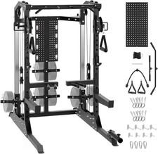 Power Rack with LAT Pulldown Dual Pulley System Squat Cage Home Gym 2000 lbs