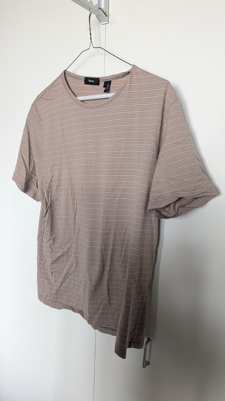 Theory Men's Casual Beige Short Sleeve T-Shirt Large Crew Neck