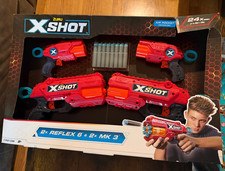 Zuru X-Shot 4 Gun Bundle - 2x Reflex 6  2x MK 3 with 24 Foam Darts NEW