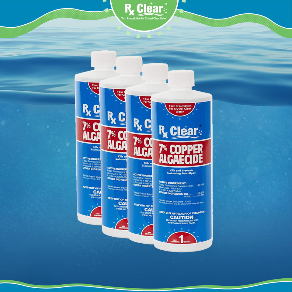 Rx Clear Swimming Pool 7% Copper Algaecide Chemical - 32 oz - (Choose ...