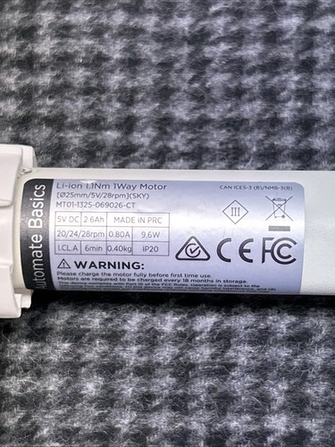 RollEase Acmeda Automate Li-Ion 1.1Nm 1Way Motor ARC MT01-1325-069026 25mm 5V - Picture 3 of 7