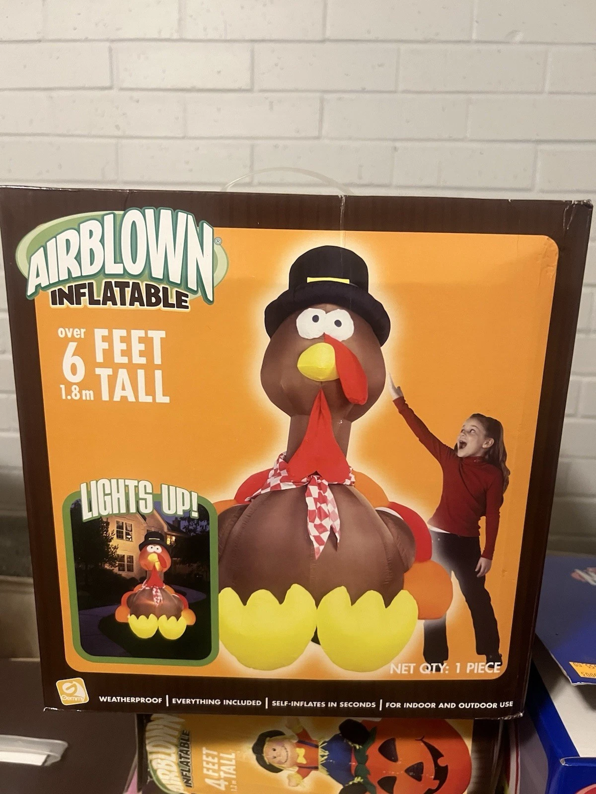 Gemmy 2005 6ft Tall Sitting Turkey Thanksgiving Airblown Inflatable