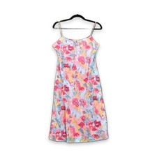 Morrell Maxie Slip Dress Womens 8 Pink Floral Silk Cottagecore Summer USA Made